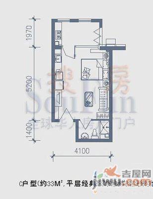 怡景苑3室2厅2卫124.2㎡户型图