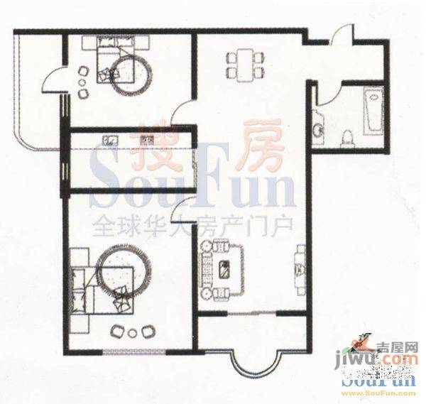 宏图新村2室1厅1卫80㎡户型图