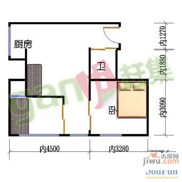 宏图新村2室1厅1卫80㎡户型图