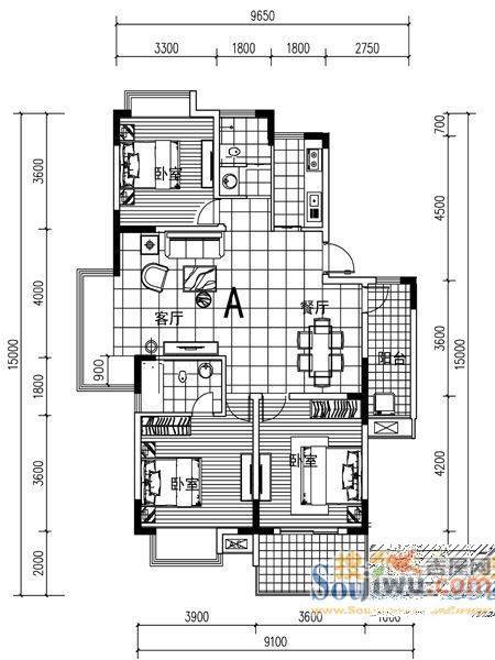 新桐小区3室2厅1卫户型图