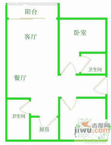 化工西村2室1厅1卫73㎡户型图