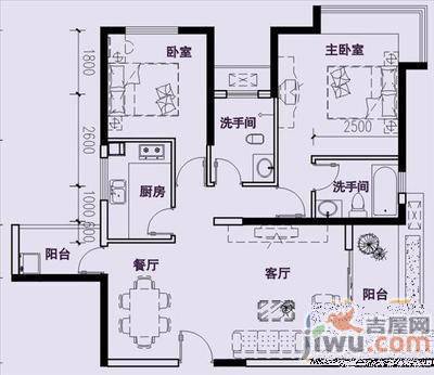 化工西村2室1厅1卫73㎡户型图