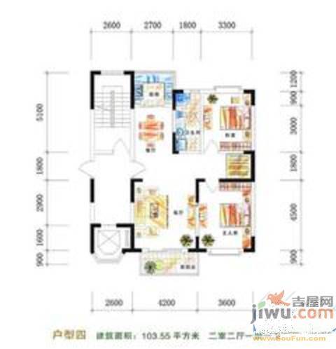 凤凰城家家景园2室2厅1卫90.5㎡户型图