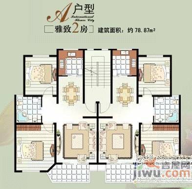 国际花都郁金苑2室2厅1卫95㎡户型图