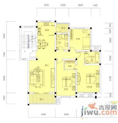 国际花都郁金苑2室2厅1卫95㎡户型图