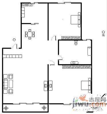 国际花都郁金苑2室2厅1卫95㎡户型图