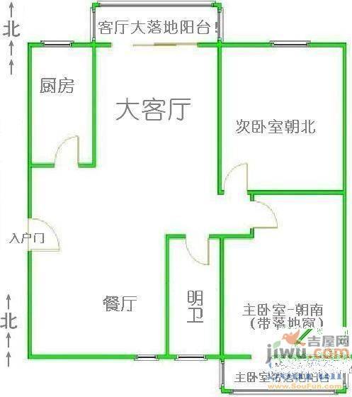 玉兰苑2室1厅1卫63㎡户型图