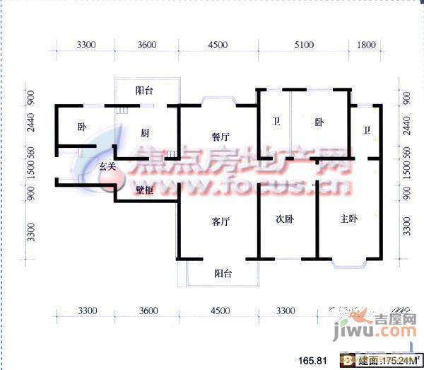 省直和平花园3室2厅1卫113㎡户型图