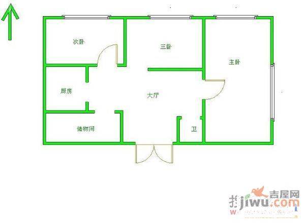 省直和平花园3室2厅1卫113㎡户型图