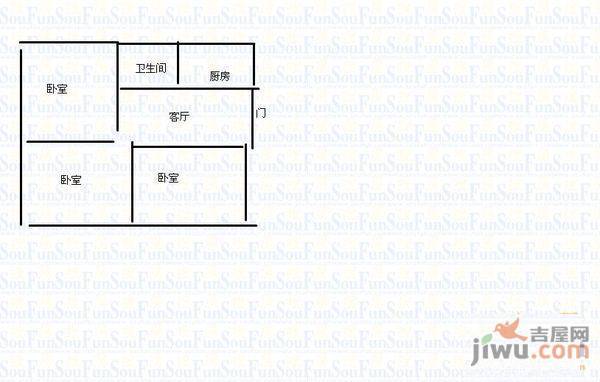 华业苑2室1厅1卫81㎡户型图