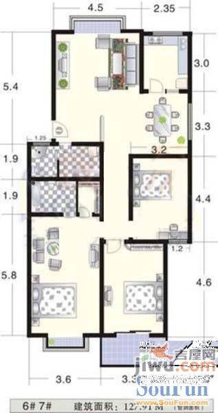 华业苑2室1厅1卫81㎡户型图