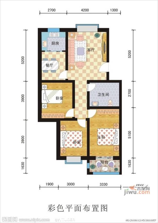 华业苑2室1厅1卫81㎡户型图