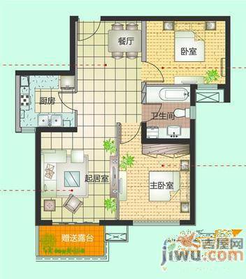 华业苑2室1厅1卫81㎡户型图