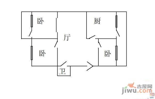 水湖路小区2室1厅1卫70㎡户型图