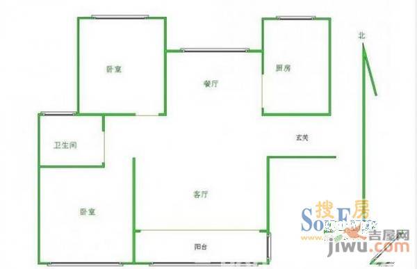 滨湖康园2室2厅1卫户型图