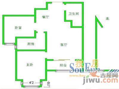 蜀峰湾3室1厅1卫户型图