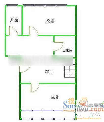 建设小区2室1厅1卫58㎡户型图