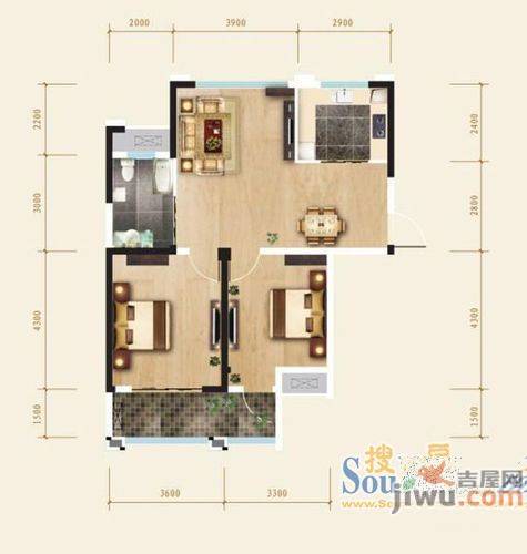 长江小区2室2厅1卫户型图