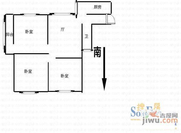 长江小区2室2厅1卫户型图