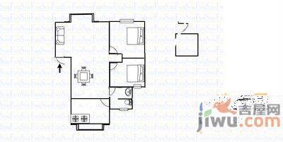 桐楠华苑2室1厅1卫61㎡户型图