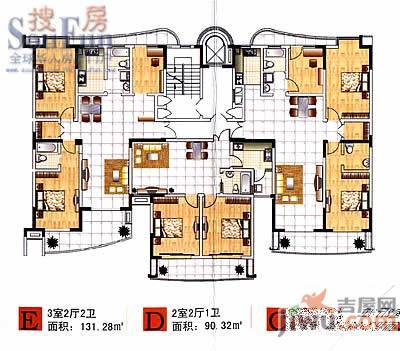 蕾蕾硕苑3室2厅2卫119㎡户型图