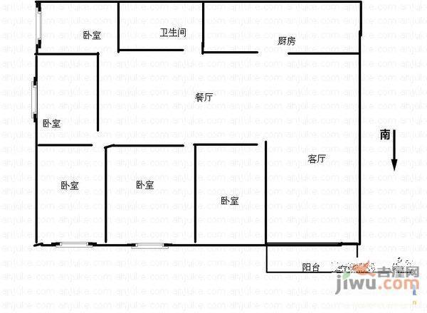 元一时代花园3室2厅1卫户型图