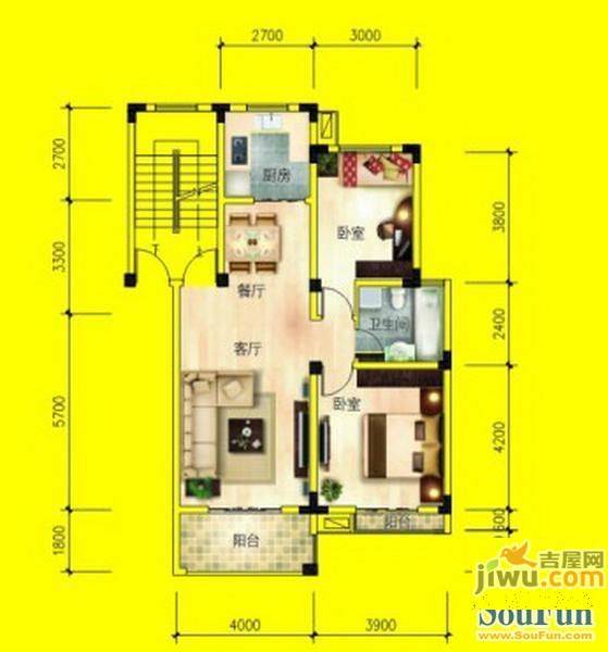 人才苑3室2厅1卫112㎡户型图