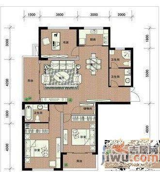 元一时代花园3室2厅1卫户型图