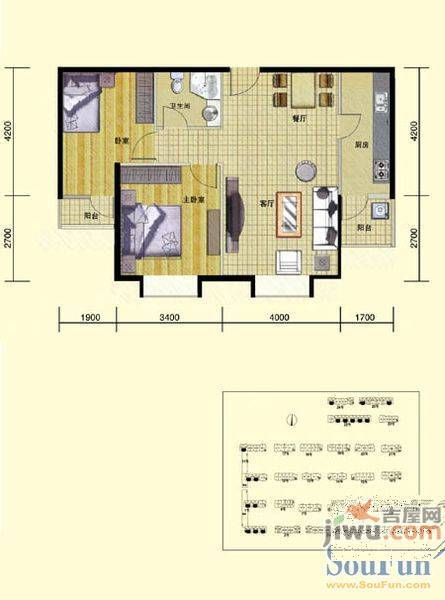 兴华苑3室1厅1卫85㎡户型图