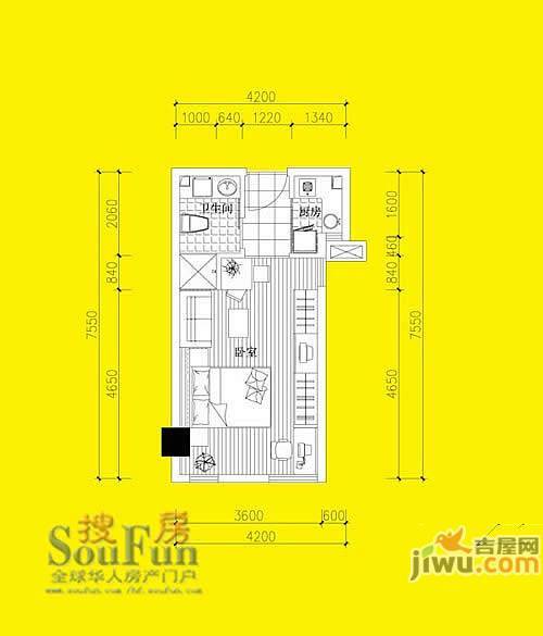 金色地带2室2厅1卫户型图