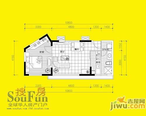 金色地带2室2厅1卫户型图