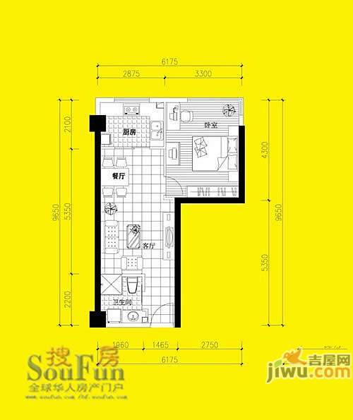 金色地带2室2厅1卫户型图