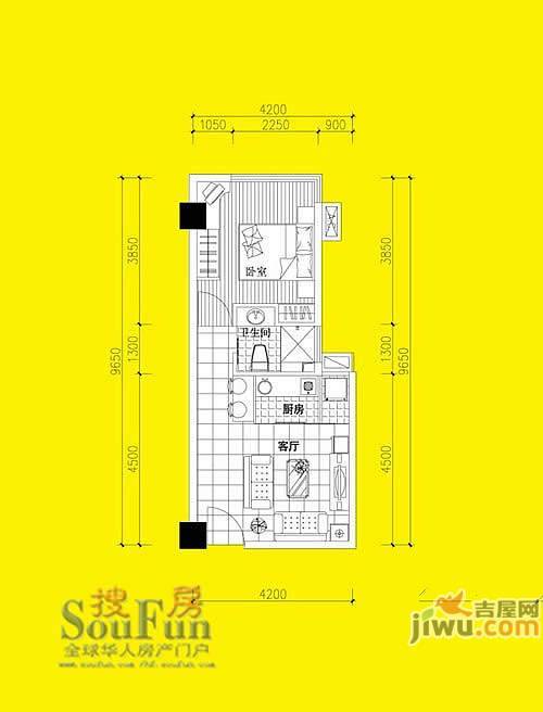 金色地带2室2厅1卫户型图