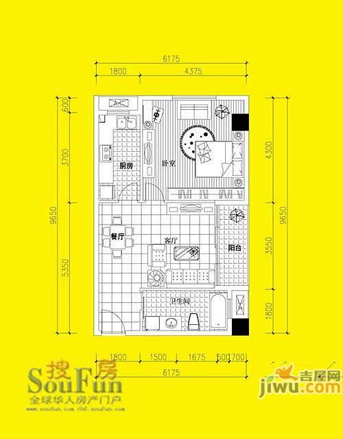 金色地带2室2厅1卫户型图