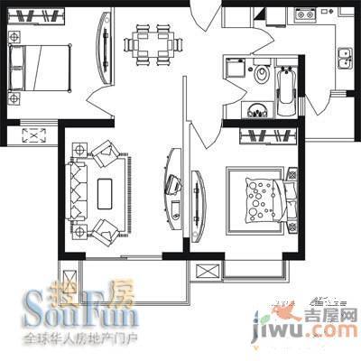 凤凰城君天下2室2厅1卫87㎡户型图