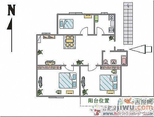 青阳新村2室1厅1卫63㎡户型图