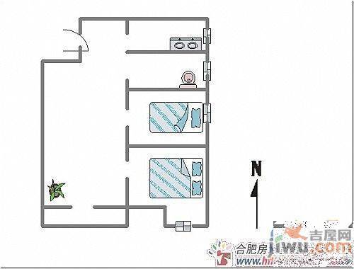 青阳新村2室1厅1卫63㎡户型图