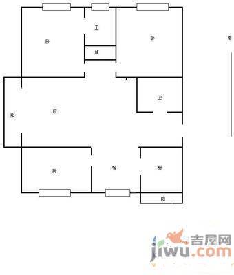 聚业苑3室2厅1卫100㎡户型图