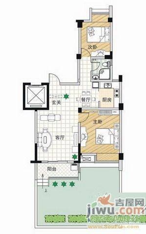 栈塘住宅小区2室2厅1卫85㎡户型图