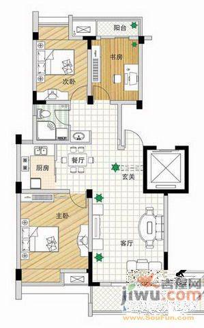 栈塘住宅小区2室2厅1卫85㎡户型图