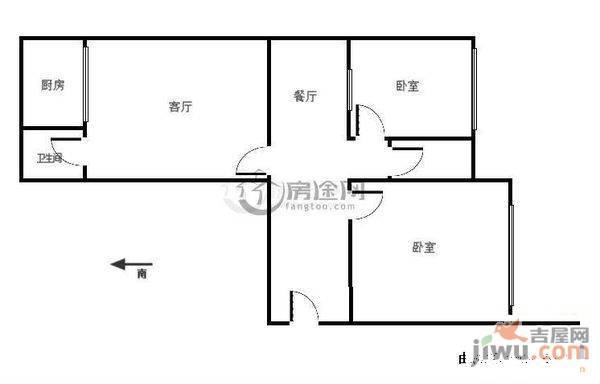 栈塘住宅小区2室2厅1卫85㎡户型图