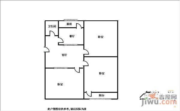 栈塘住宅小区2室2厅1卫85㎡户型图