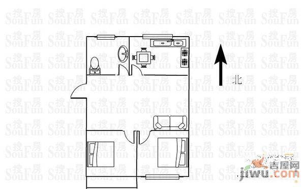 栈塘住宅小区2室2厅1卫85㎡户型图