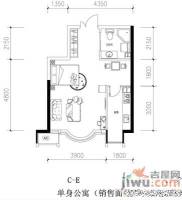 宝文都市公寓1室1厅1卫49㎡户型图