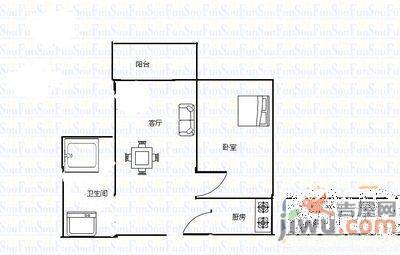 凤巢园1室1厅1卫54㎡户型图