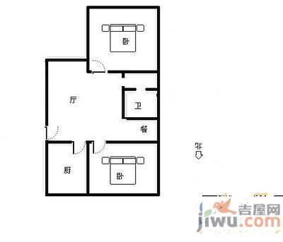 栈塘住宅小区2室2厅1卫85㎡户型图