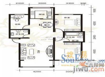 栈塘住宅小区2室2厅1卫85㎡户型图