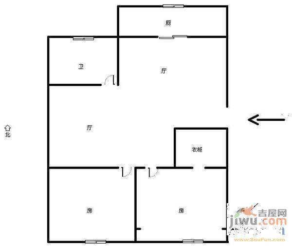 栈塘住宅小区2室2厅1卫85㎡户型图