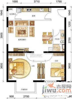 朝阳小区2室1厅1卫62㎡户型图