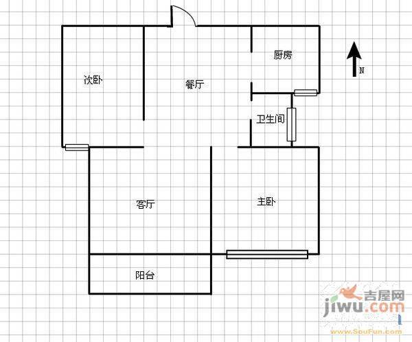 枫丹白鹭湖公馆2室2厅1卫100㎡户型图